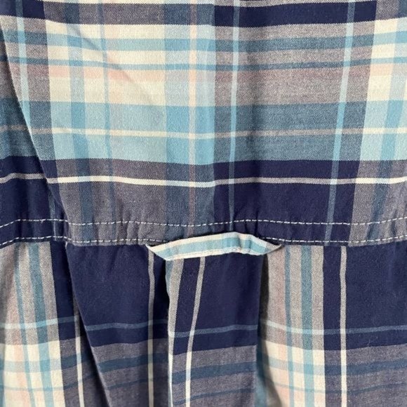 IZOD Saltwater 5X Relaxed Classic Blue Plaid Short Sleeve Button Up Shirt - Picture 12 of 15